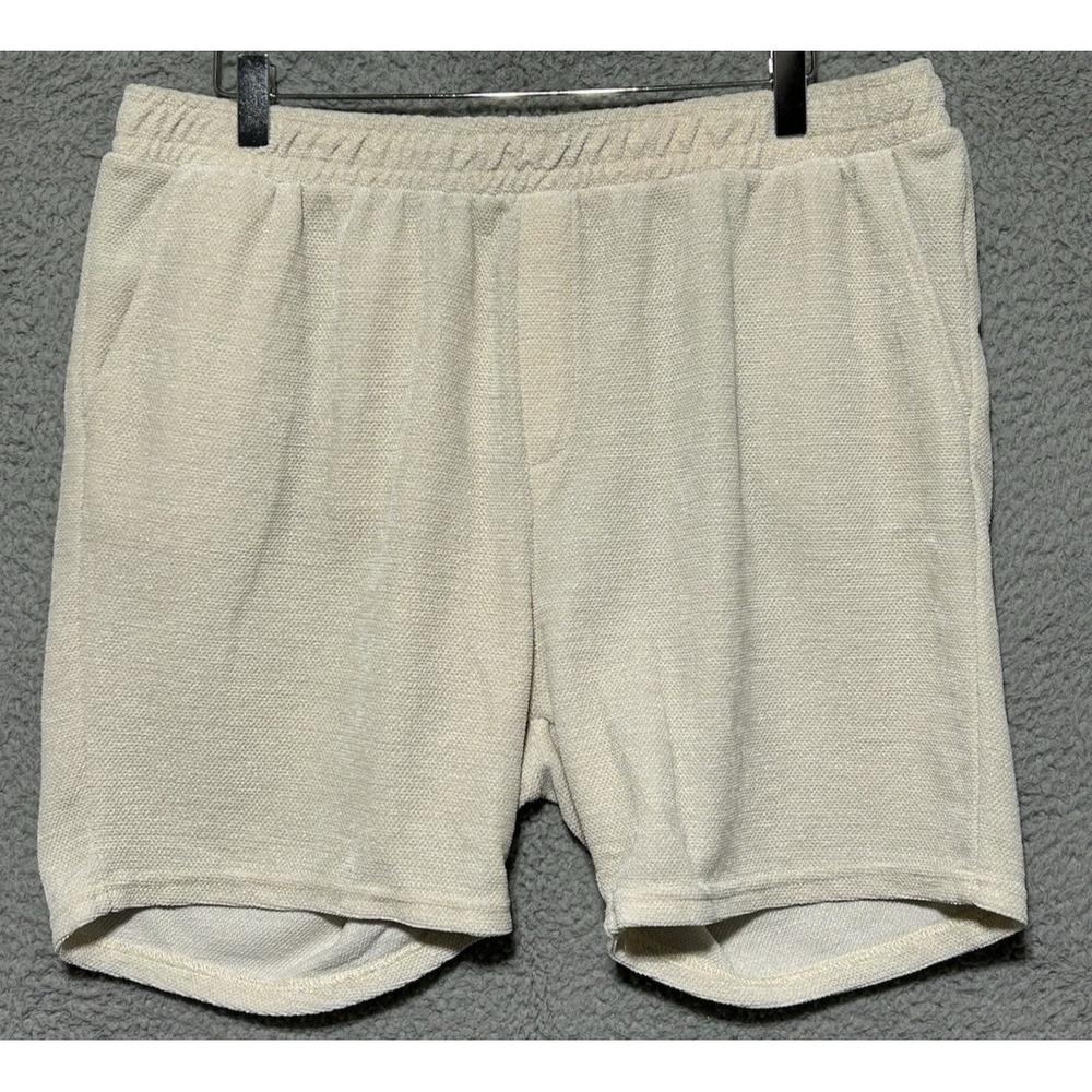 Massive Luxury Edition Mens XL Cream Chenille Shorts Textured Knit Streetwear